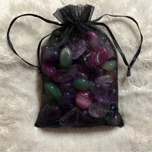 Colorful Gemstone Collection in Black Mesh Bag